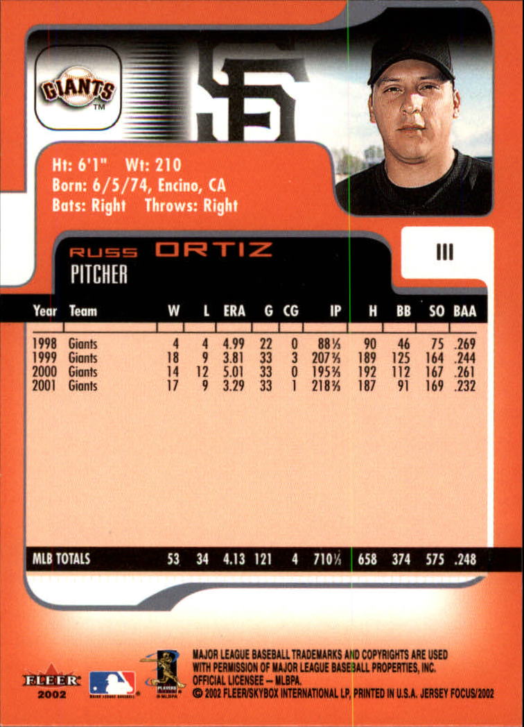 2002 Fleer Focus JE Baseball "Main Set" Cards - Picture 223 of 497