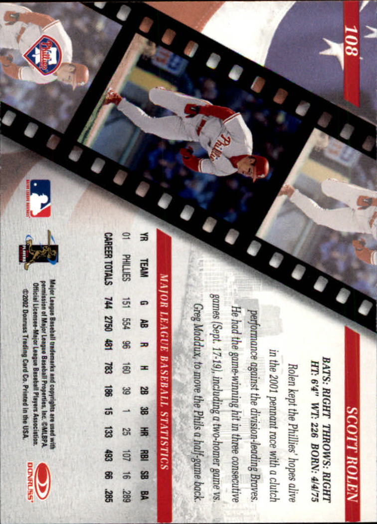 2002 Studio Baseball "Main Set" Cards #1 to #248 - Picture 127 of 231