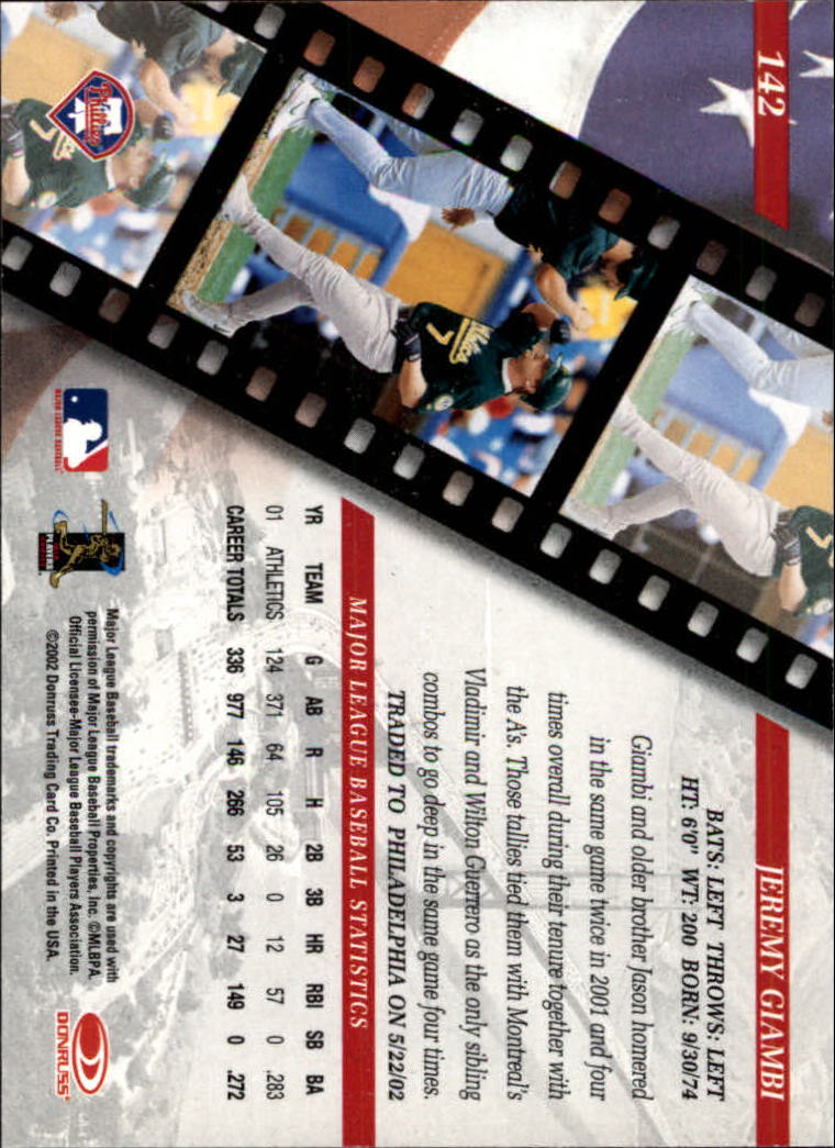 2002 Studio Baseball "Main Set" Cards #1 to #248 - Picture 157 of 231
