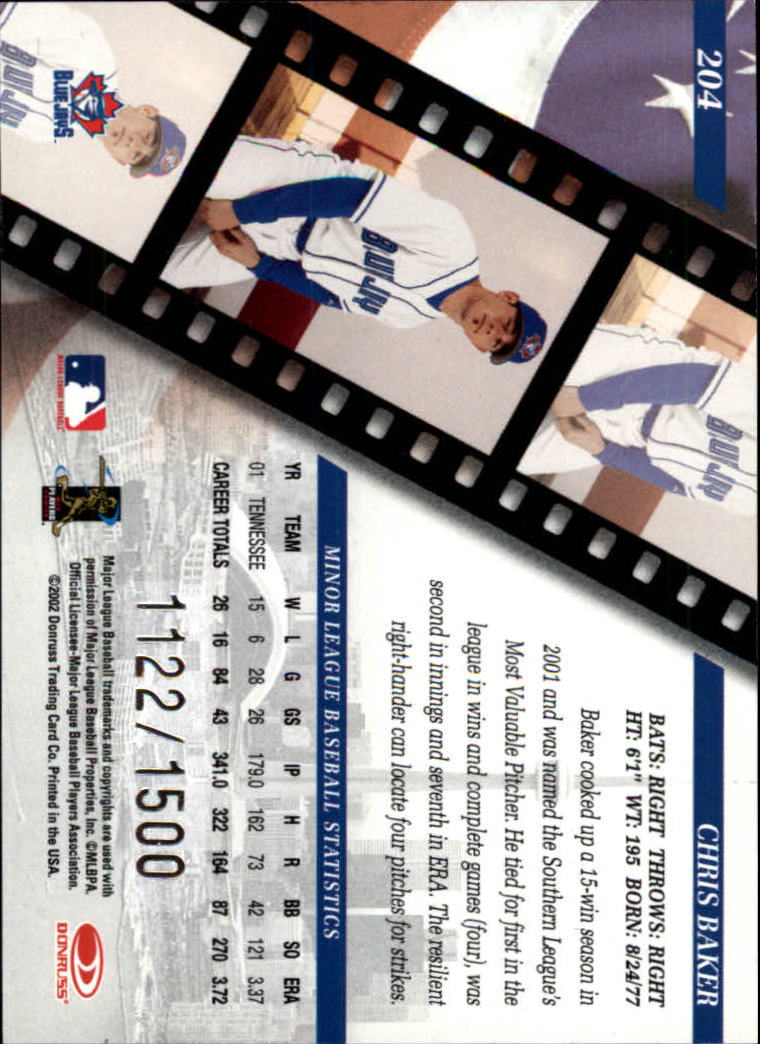2002 Studio Baseball "Main Set" Cards #1 to #248 - Picture 219 of 231
