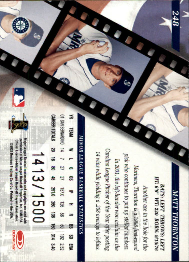 2002 Studio Baseball "Main Set" Cards #1 to #248 - Picture 231 of 231
