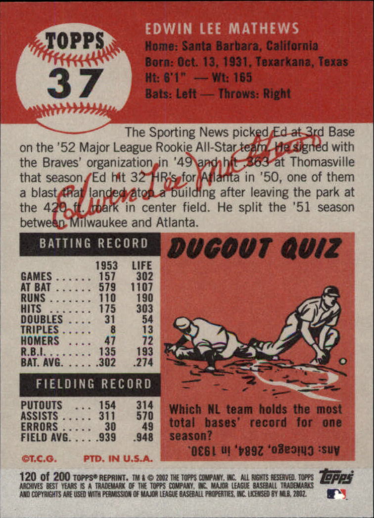 2002 Topps Archives Baseball - Picture 135 of 231