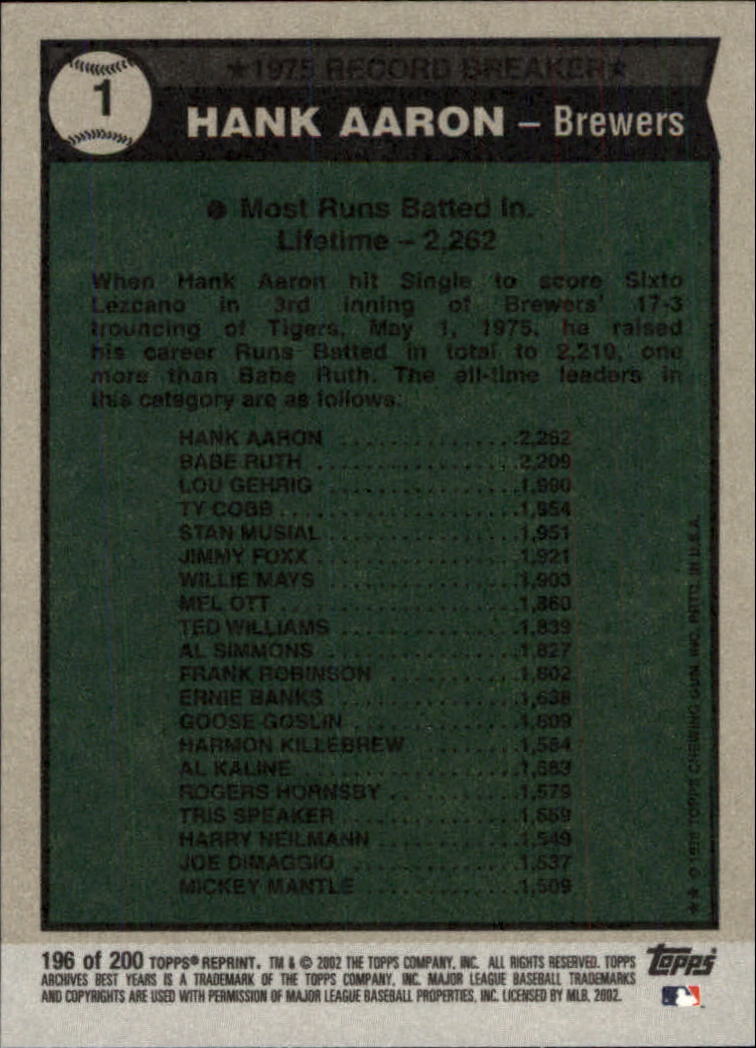 2002 Topps Archives Baseball - Picture 225 of 231