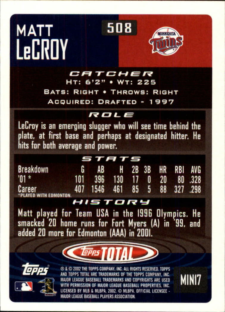 2002 Topps Total Baseball Part 1 - Picture 308 of 468