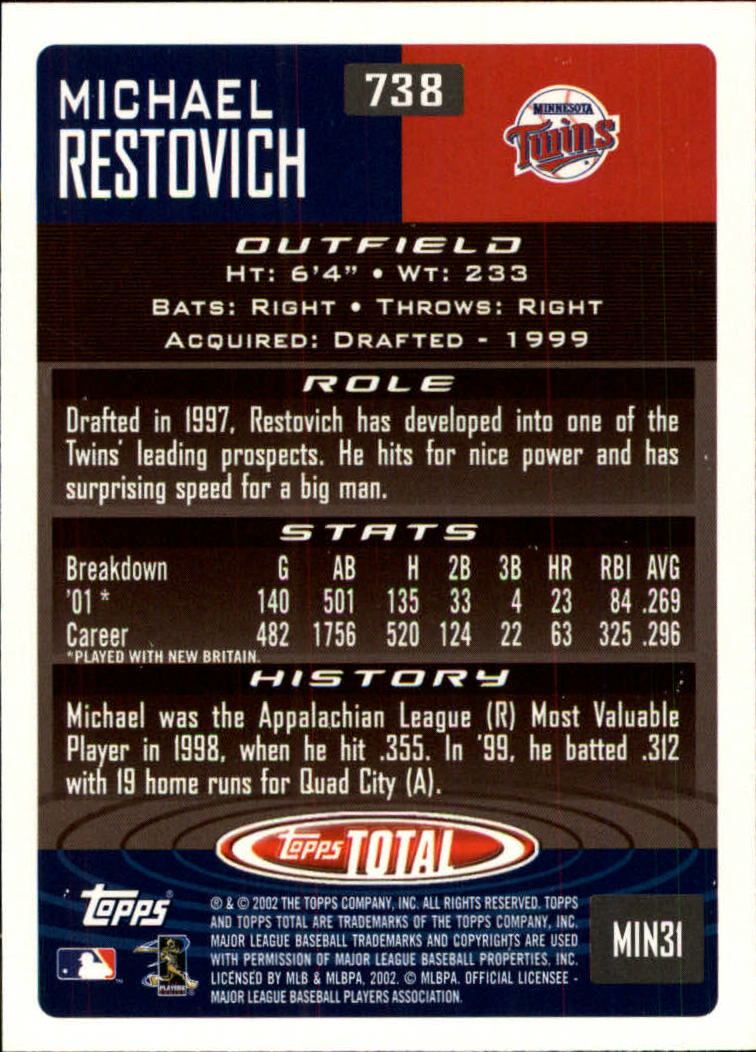 2002 Topps Total Baseball Part 1 - Picture 418 of 468