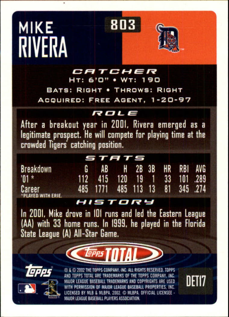 2002 Topps Total Baseball Part 1 - Picture 456 of 468