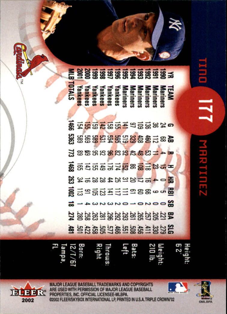 2002 Fleer Triple Crown Baseball "Main Set" Cards #151 to #270 - Bild 52 von 218