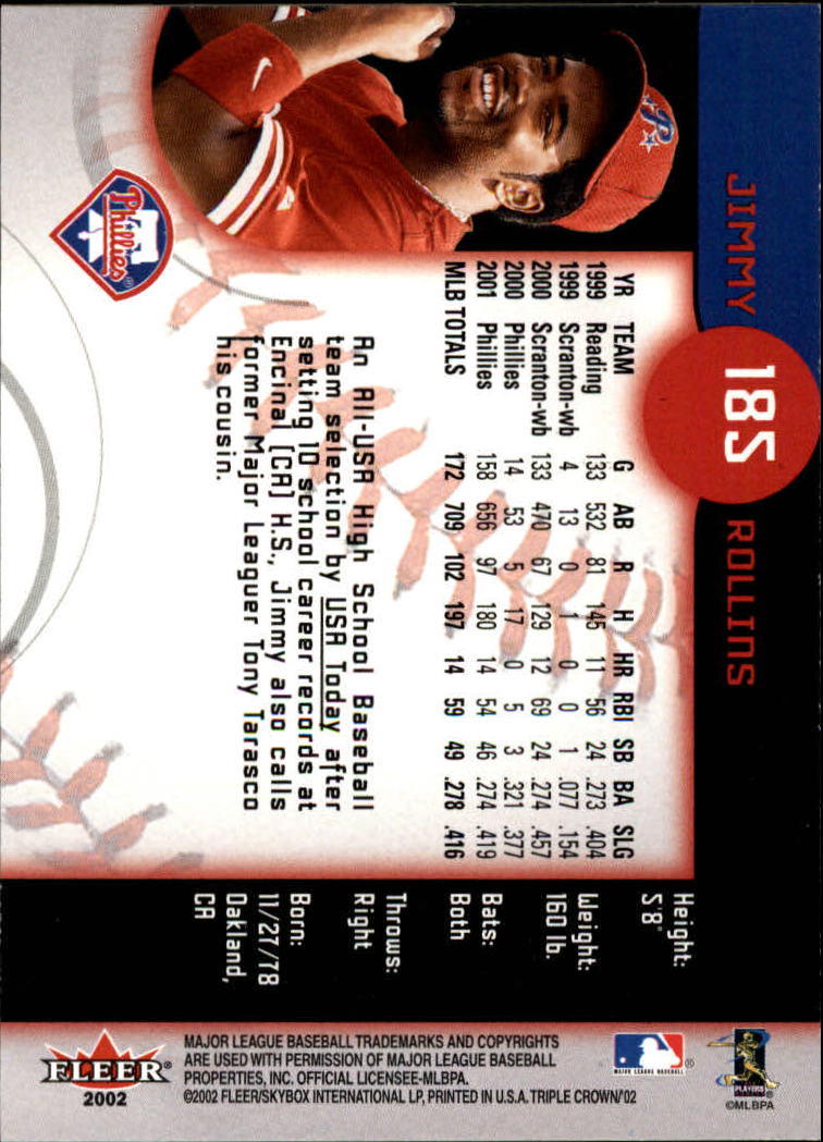 2002 Fleer Triple Crown Baseball "Main Set" Cards #151 to #270 - Bild 67 von 218