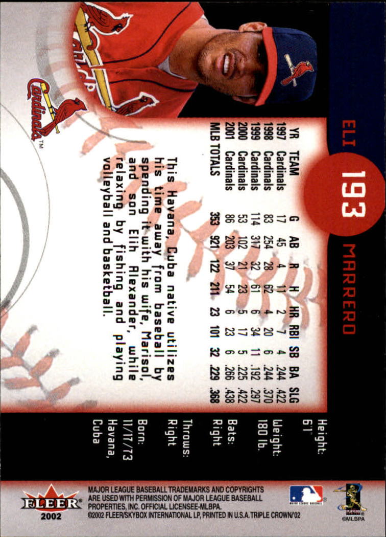 2002 Fleer Triple Crown Baseball "Main Set" Cards #151 to #270 - Bild 81 von 218