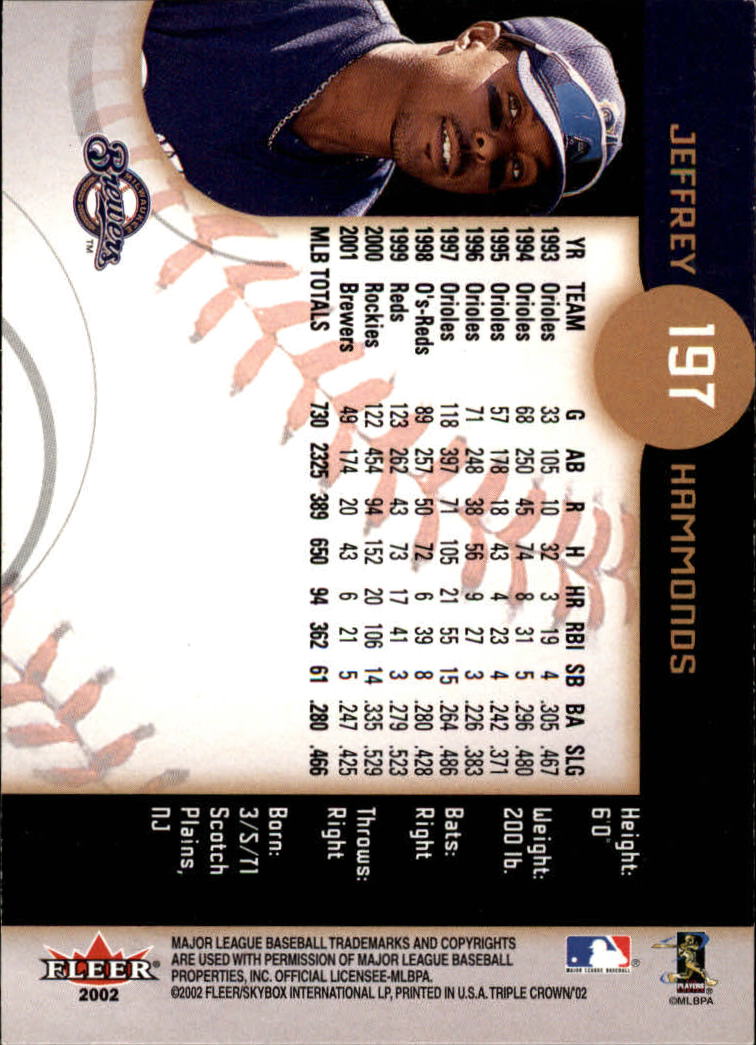 2002 Fleer Triple Crown Baseball "Main Set" Cards #151 to #270 - Bild 88 von 218