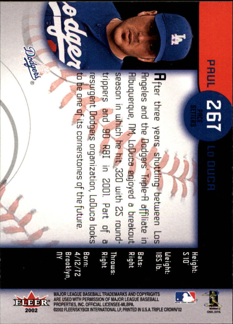 2002 Fleer Triple Crown Baseball "Main Set" Cards #151 to #270 - Bild 214 von 218