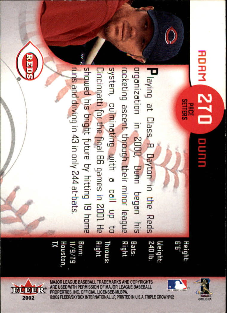 2002 Fleer Triple Crown Baseball "Main Set" Cards #151 to #270 - Bild 218 von 218