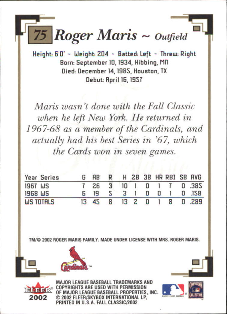 2002 Fleer Fall Classics Baseball "Main Set" Cards - Picture 127 of 173