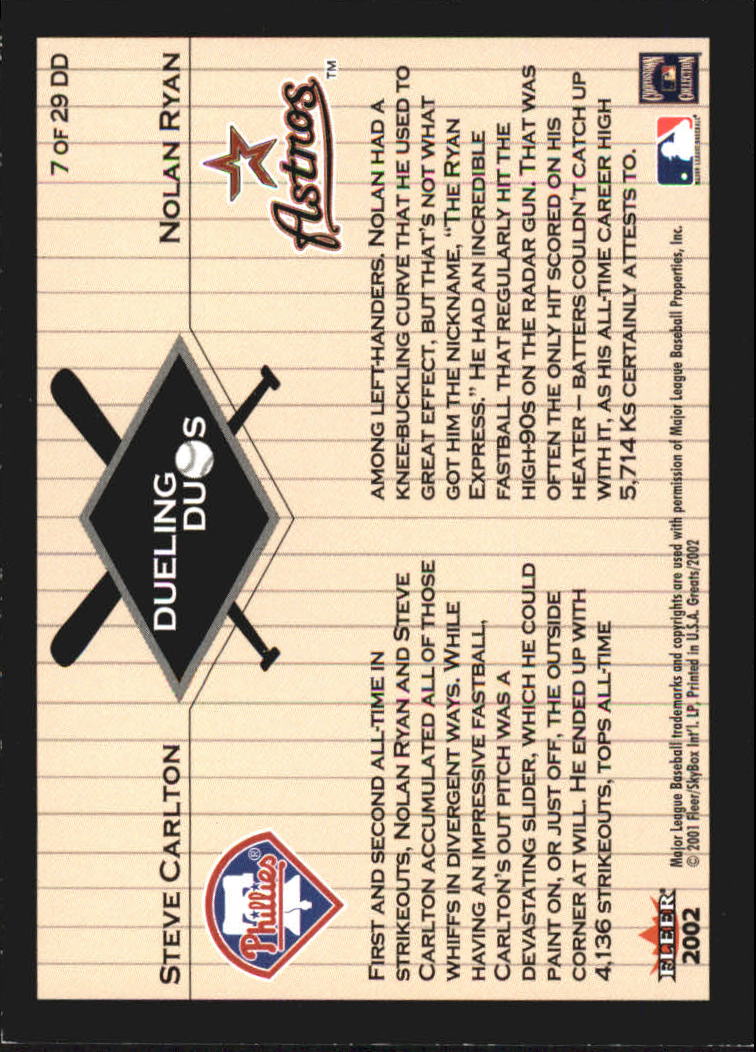 2002 Greats of the Game (Fleer) Baseball "Dueling Duos" Insert Cards - Picture 13 of 43