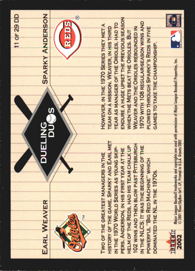 2002 Greats of the Game (Fleer) Baseball "Dueling Duos" Insert Cards - Picture 17 of 43