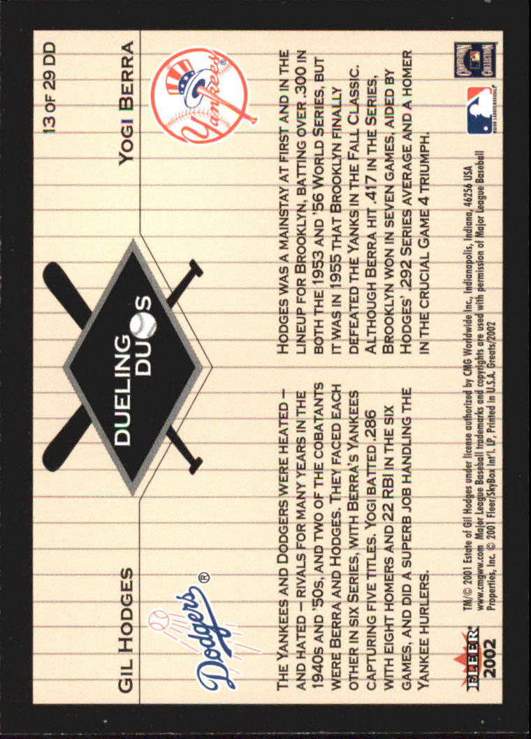 2002 Greats of the Game (Fleer) Baseball "Dueling Duos" Insert Cards - Picture 21 of 43