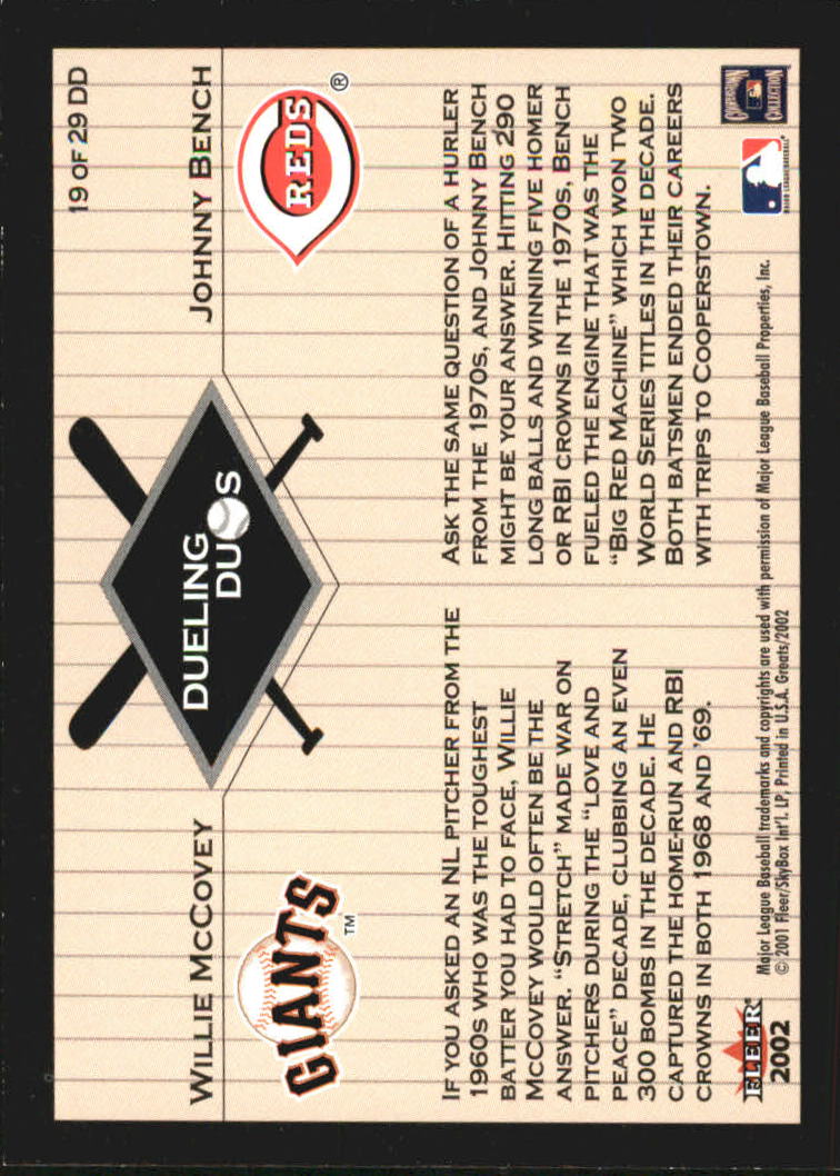 2002 Greats of the Game (Fleer) Baseball "Dueling Duos" Insert Cards - Picture 27 of 43