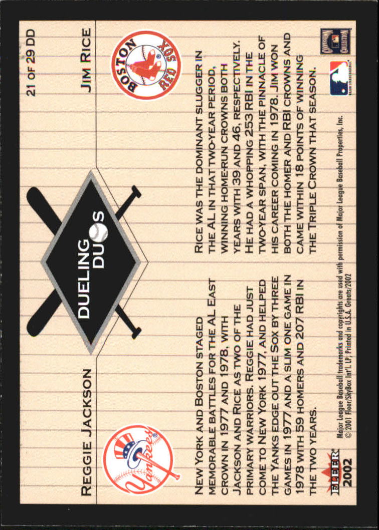 2002 Greats of the Game (Fleer) Baseball "Dueling Duos" Insert Cards - Picture 31 of 43