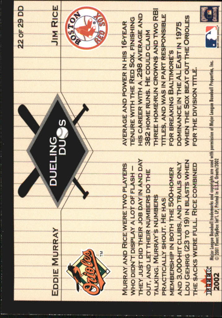 2002 Greats of the Game (Fleer) Baseball "Dueling Duos" Insert Cards - Picture 33 of 43