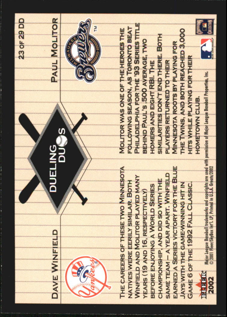 2002 Greats of the Game (Fleer) Baseball "Dueling Duos" Insert Cards - Picture 35 of 43
