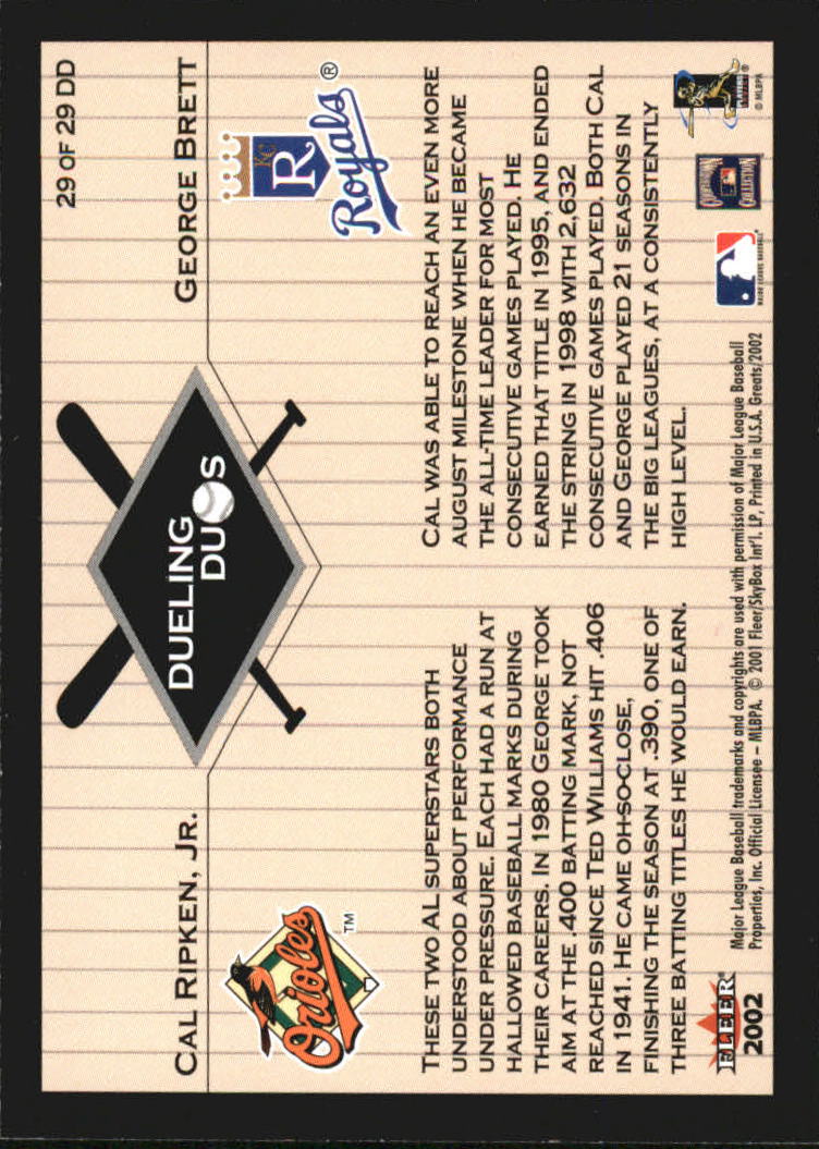 2002 Greats of the Game (Fleer) Baseball "Dueling Duos" Insert Cards - Picture 43 of 43