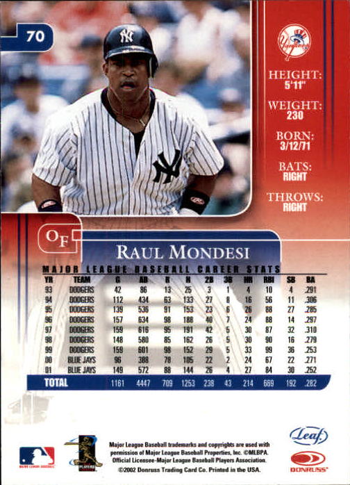 2002 Leaf Rookies and Stars Baseball "Main Set" Base Cards - Picture 81 of 357