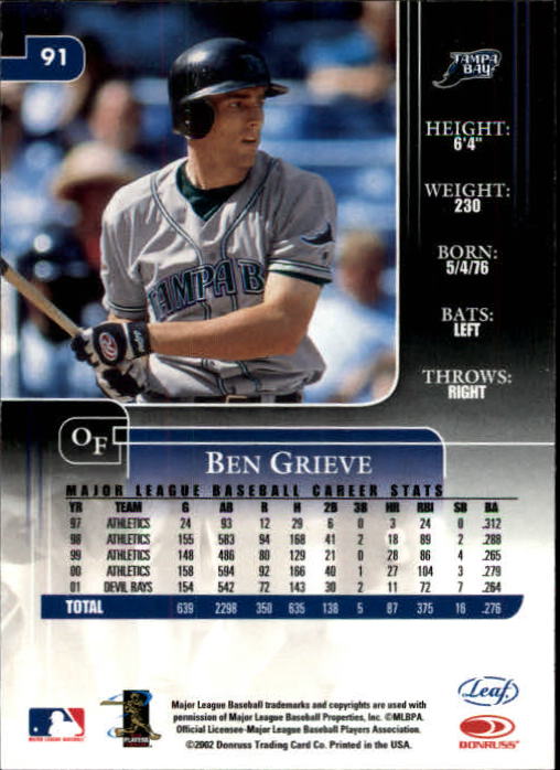 2002 Leaf Rookies and Stars Baseball "Main Set" Base Cards - Picture 105 of 357