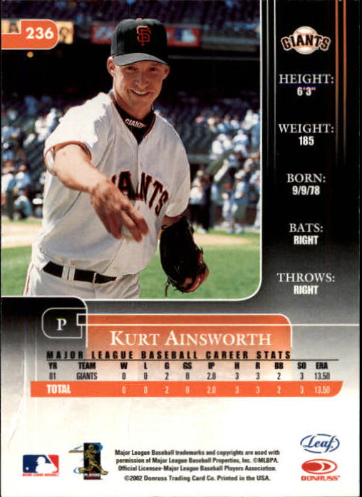 2002 Leaf Rookies and Stars Baseball "Main Set" Base Cards - Picture 255 of 357