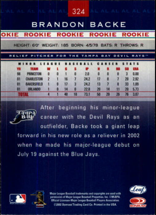 2002 Leaf Rookies and Stars Baseball "Main Set" Base Cards - Picture 337 of 357