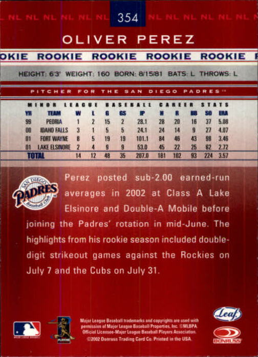 2002 Leaf Rookies and Stars Baseball "Main Set" Base Cards - Picture 345 of 357