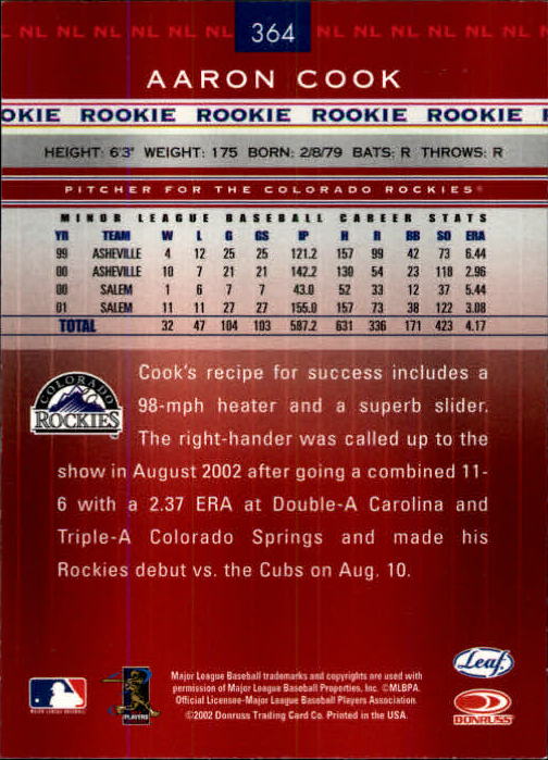 2002 Leaf Rookies and Stars Baseball "Main Set" Base Cards - Picture 349 of 357