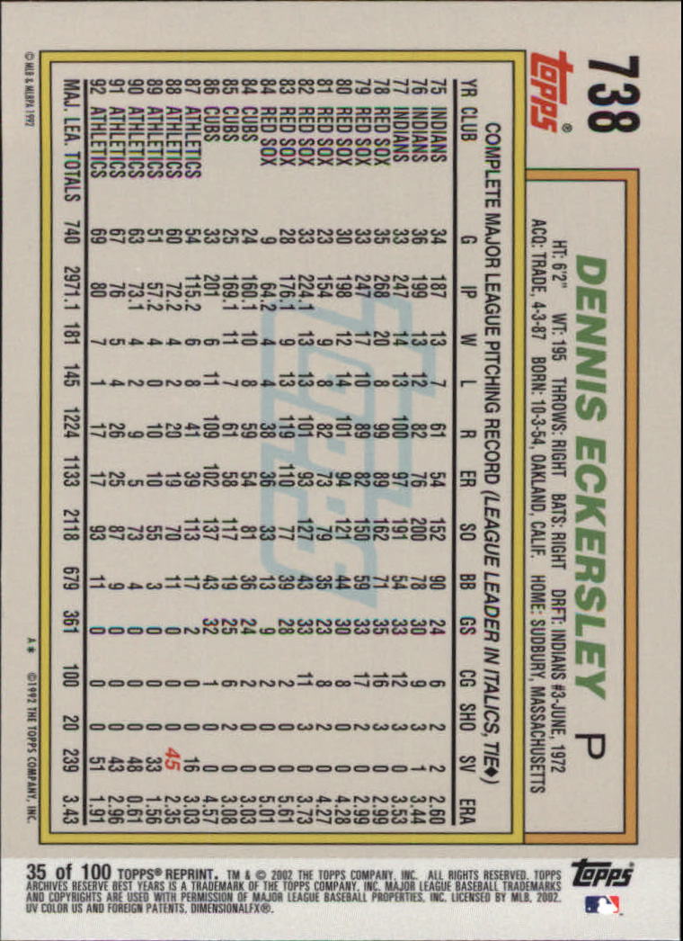 2002 Topps Archives Reserve Baseball - Picture 36 of 102