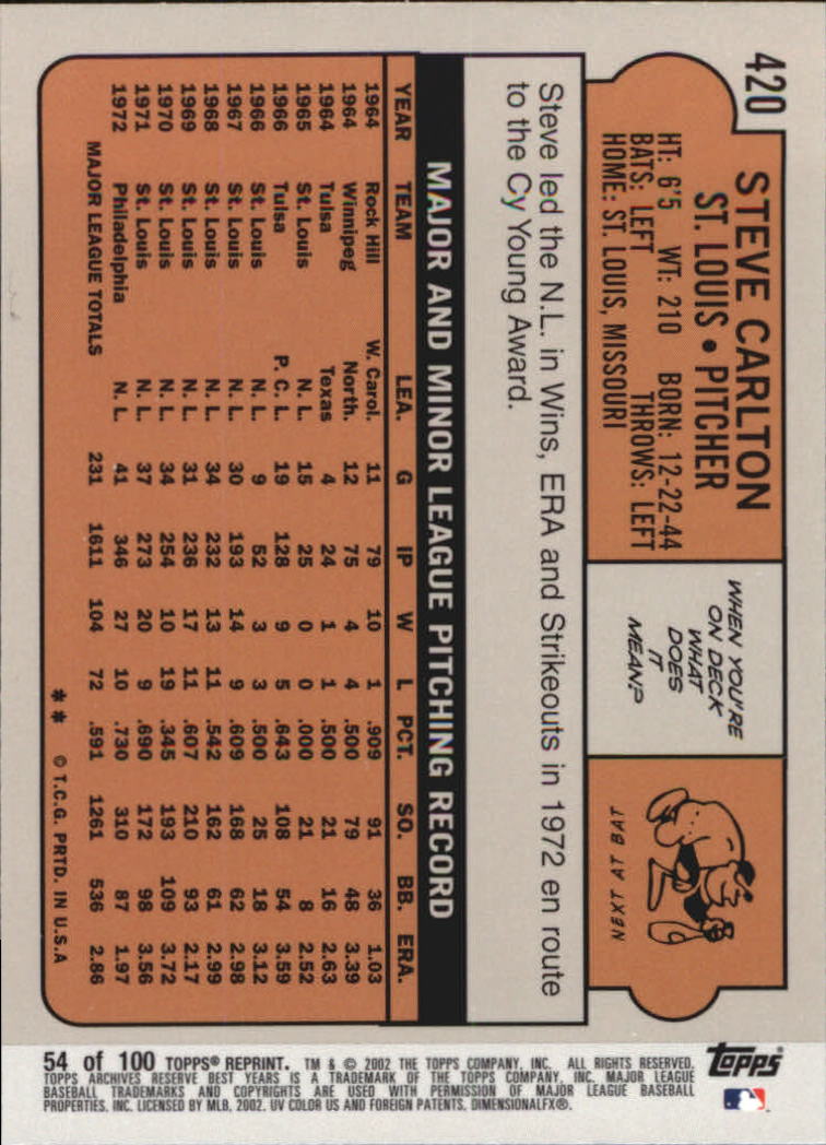 2002 Topps Archives Reserve Baseball - Picture 52 of 102