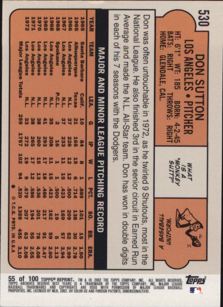 2002 Topps Archives Reserve Baseball - Picture 54 of 102