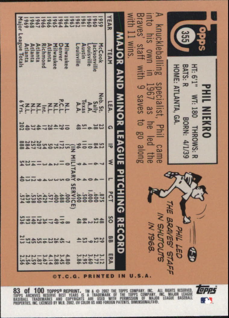 2002 Topps Archives Reserve Baseball - Picture 80 of 102
