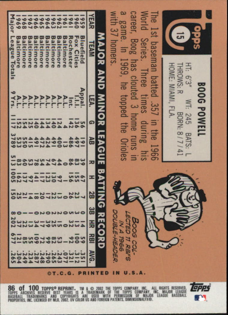 2002 Topps Archives Reserve Baseball - Picture 82 of 102