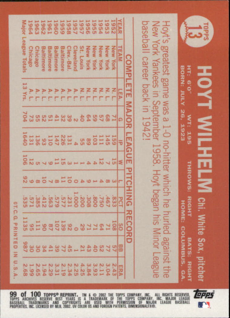 2002 Topps Archives Reserve Baseball - Picture 100 of 102
