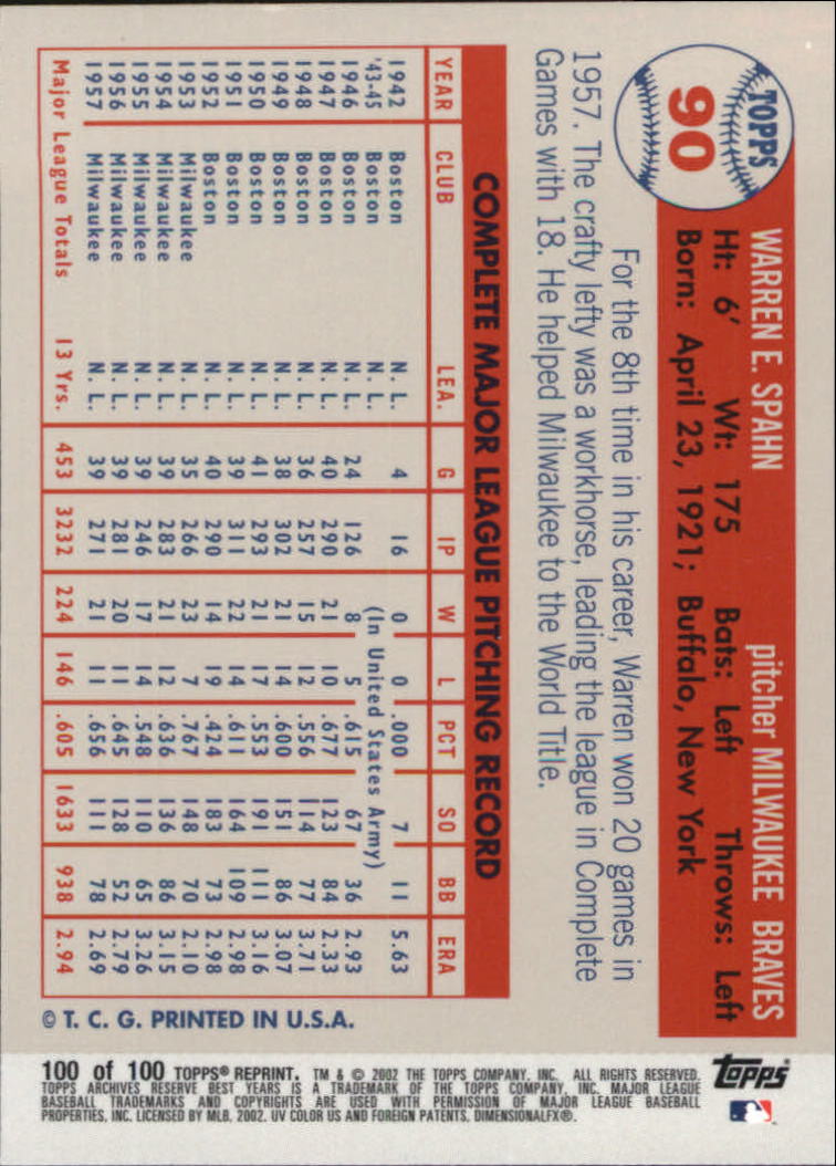 2002 Topps Archives Reserve Baseball - Picture 102 of 102
