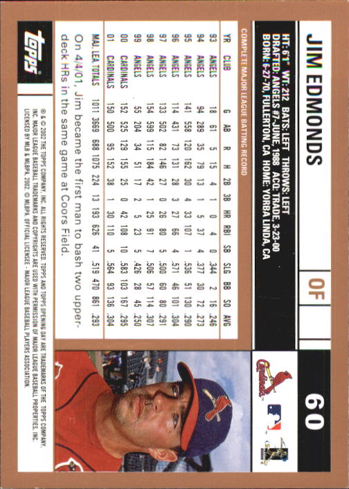 2002 Topps Opening Day Baseball - Picture 104 of 284