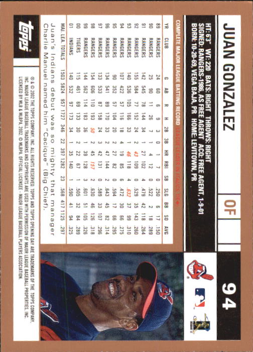 2002 Topps Opening Day Baseball - Picture 158 of 284