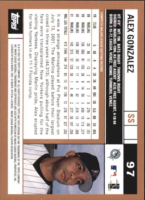 2002 Topps Opening Day Baseball - Picture 162 of 284