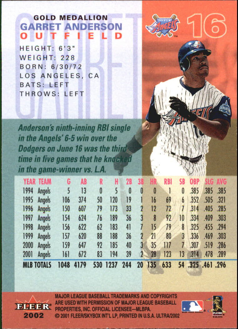2002 Ultra (Fleer) Baseball "Gold Medallion" Parallel Cards - Picture 21 of 201