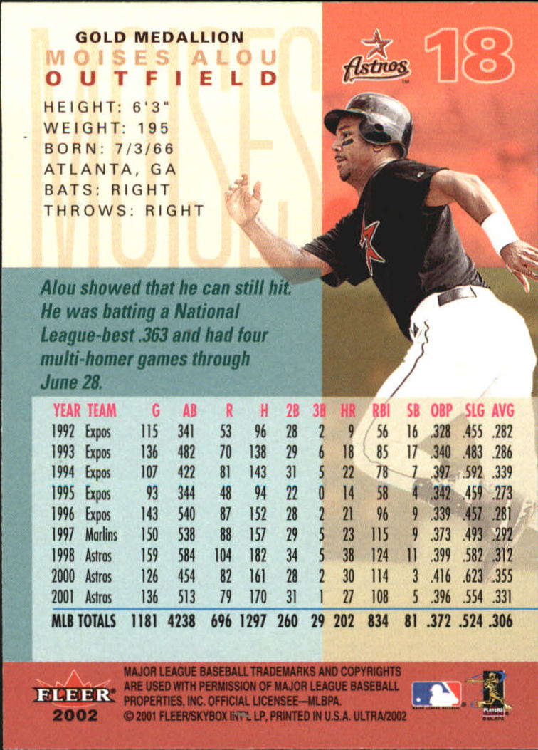 2002 Ultra (Fleer) Baseball "Gold Medallion" Parallel Cards - Picture 25 of 201