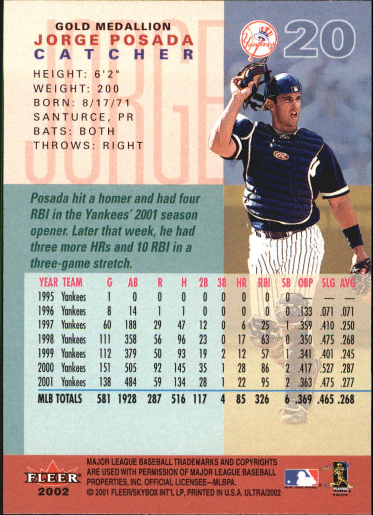 2002 Ultra (Fleer) Baseball "Gold Medallion" Parallel Cards - Picture 27 of 201