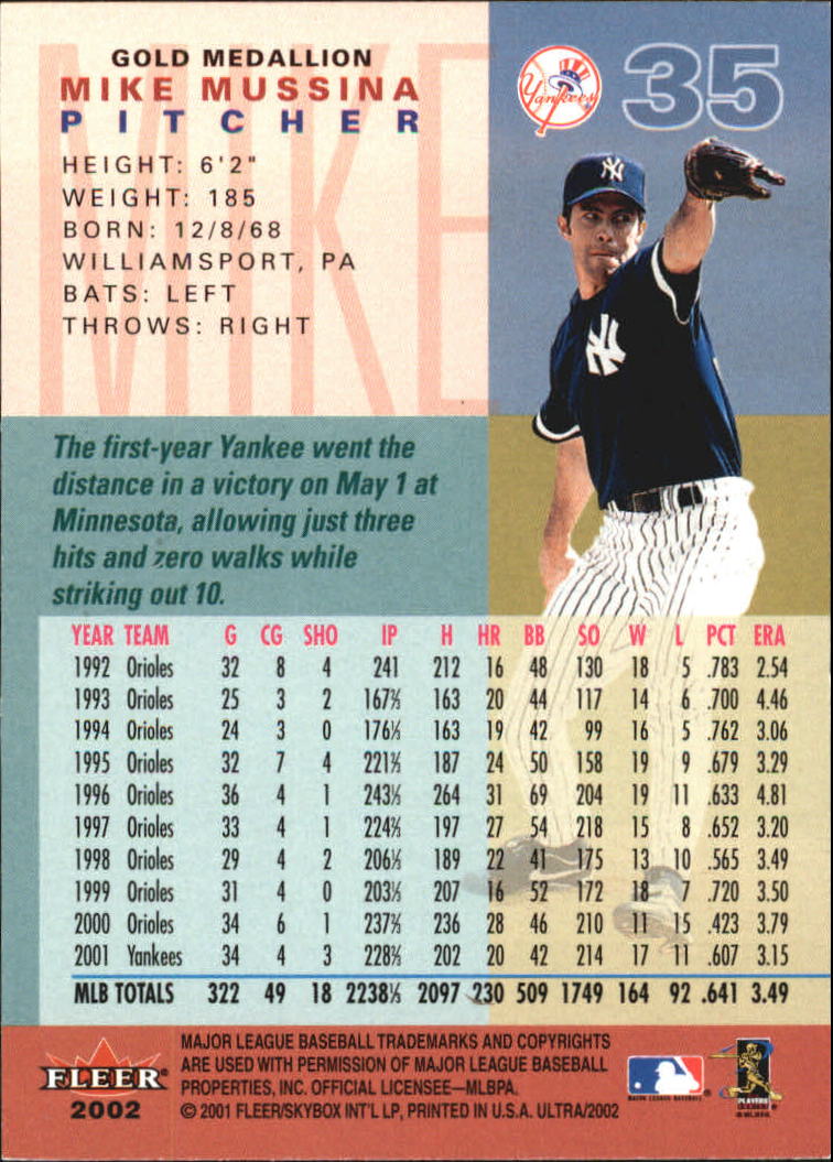 2002 Ultra (Fleer) Baseball "Gold Medallion" Parallel Cards - Picture 43 of 201