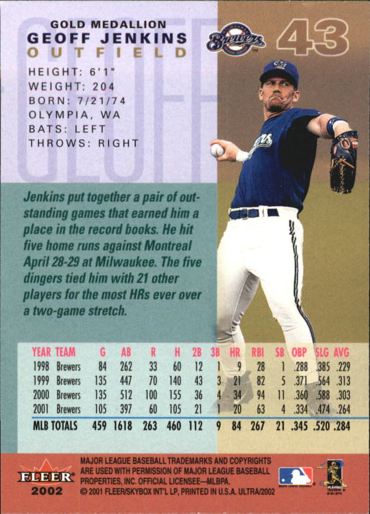 2002 Ultra (Fleer) Baseball "Gold Medallion" Parallel Cards - Picture 49 of 201