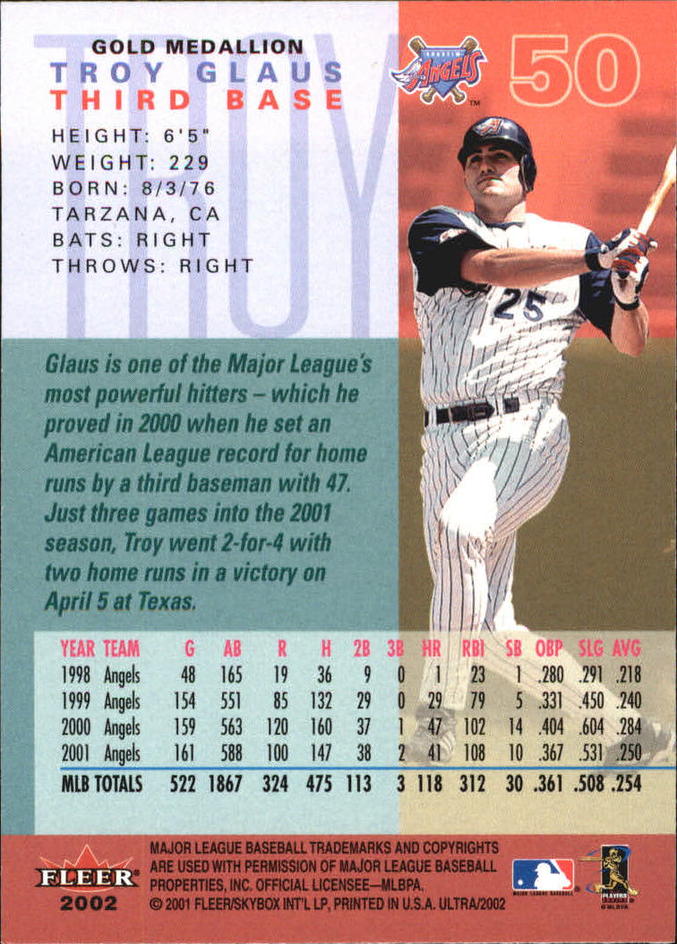 2002 Ultra (Fleer) Baseball "Gold Medallion" Parallel Cards - Picture 57 of 201