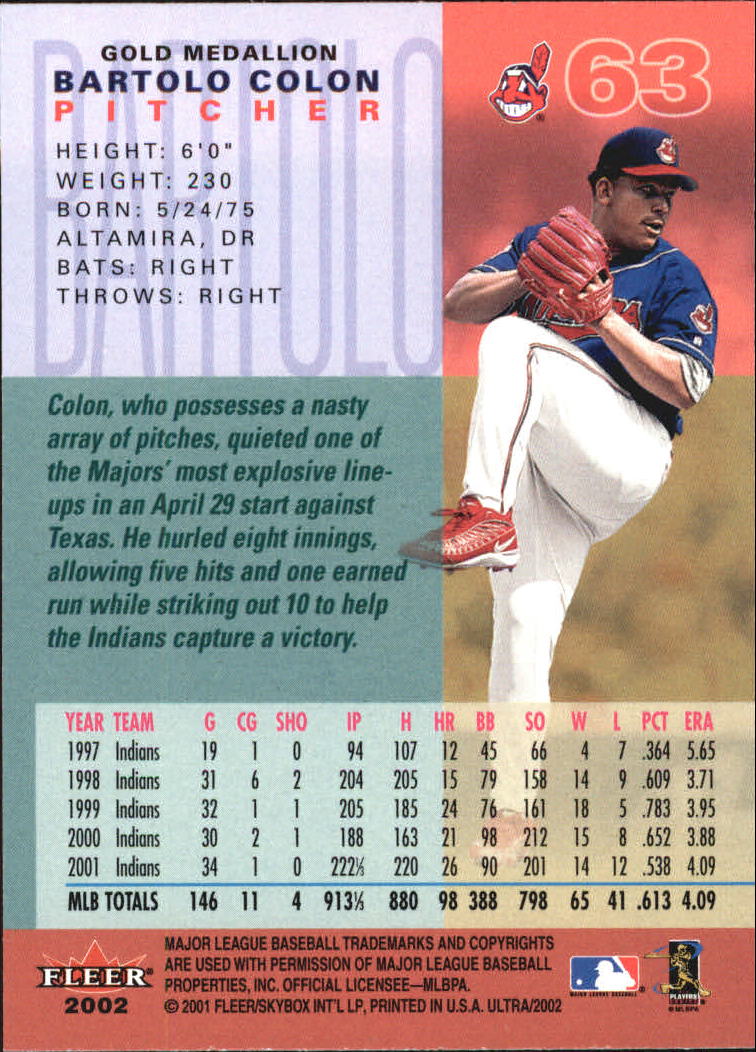 2002 Ultra (Fleer) Baseball "Gold Medallion" Parallel Cards - Picture 63 of 201