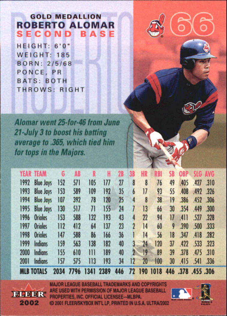 2002 Ultra (Fleer) Baseball "Gold Medallion" Parallel Cards - Picture 67 of 201