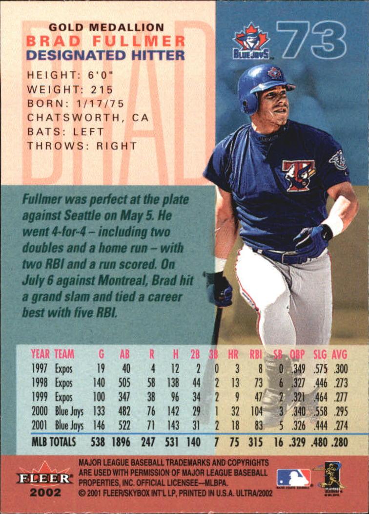 2002 Ultra (Fleer) Baseball "Gold Medallion" Parallel Cards - Picture 69 of 201